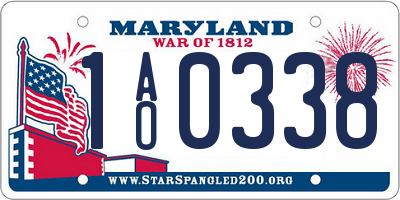 MD license plate 1AO0338