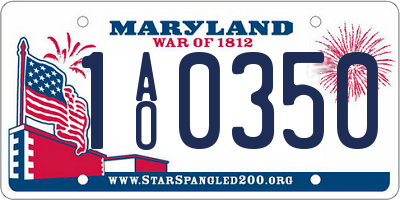 MD license plate 1AO0350