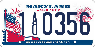 MD license plate 1AO0356
