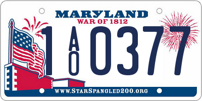 MD license plate 1AO0377
