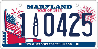 MD license plate 1AO0425