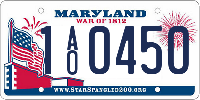 MD license plate 1AO0450