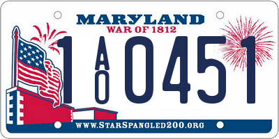 MD license plate 1AO0451