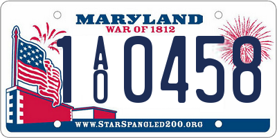 MD license plate 1AO0458