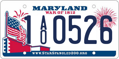 MD license plate 1AO0526