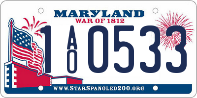 MD license plate 1AO0533