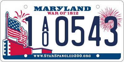 MD license plate 1AO0543