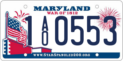 MD license plate 1AO0553