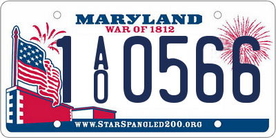 MD license plate 1AO0566