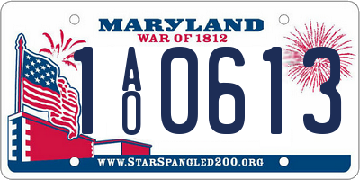 MD license plate 1AO0613