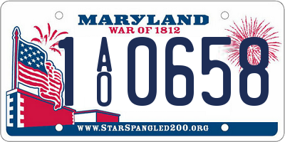 MD license plate 1AO0658