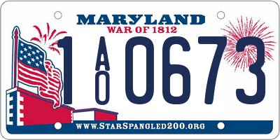 MD license plate 1AO0673