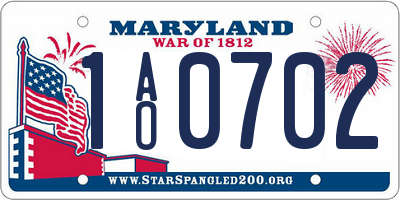 MD license plate 1AO0702