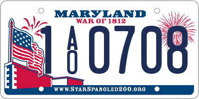 MD license plate 1AO0708