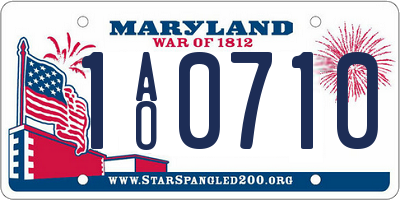 MD license plate 1AO0710
