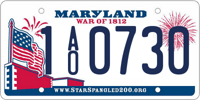MD license plate 1AO0730
