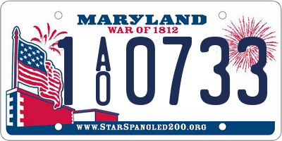 MD license plate 1AO0733