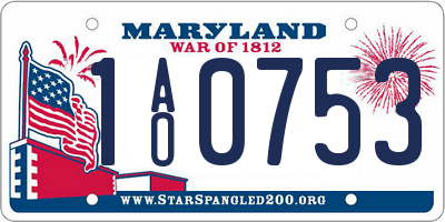 MD license plate 1AO0753
