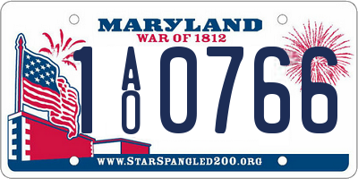 MD license plate 1AO0766