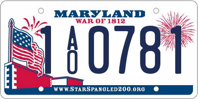 MD license plate 1AO0781