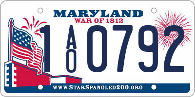 MD license plate 1AO0792