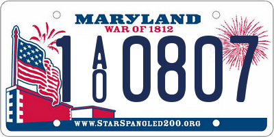 MD license plate 1AO0807