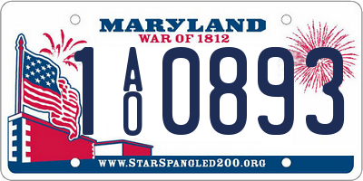 MD license plate 1AO0893