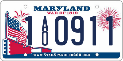 MD license plate 1AO0911