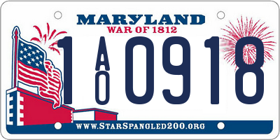 MD license plate 1AO0918