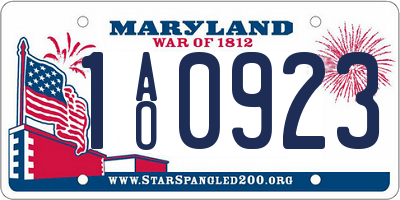 MD license plate 1AO0923