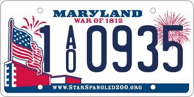 MD license plate 1AO0935