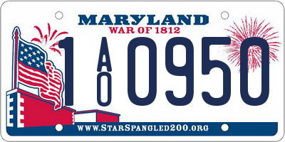 MD license plate 1AO0950
