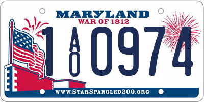 MD license plate 1AO0974