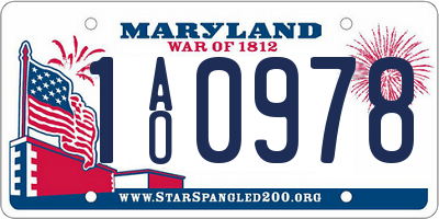 MD license plate 1AO0978