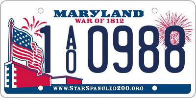 MD license plate 1AO0988