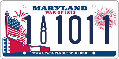 MD license plate 1AO1011