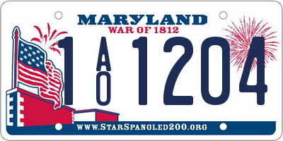MD license plate 1AO1204