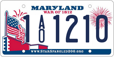 MD license plate 1AO1210