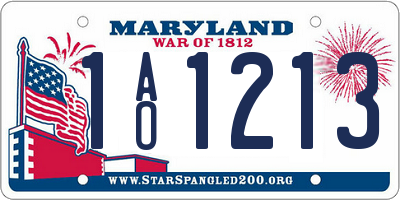 MD license plate 1AO1213