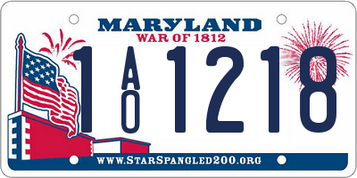 MD license plate 1AO1218