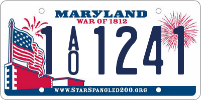 MD license plate 1AO1241