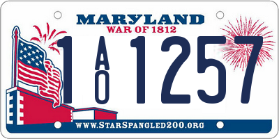 MD license plate 1AO1257