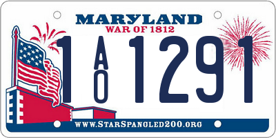 MD license plate 1AO1291
