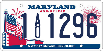 MD license plate 1AO1296