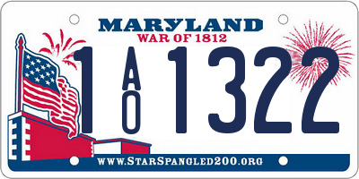 MD license plate 1AO1322