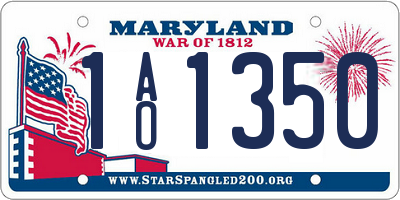 MD license plate 1AO1350