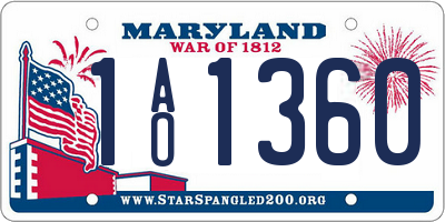 MD license plate 1AO1360