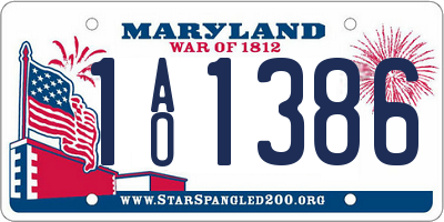 MD license plate 1AO1386