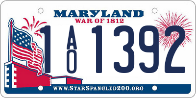 MD license plate 1AO1392
