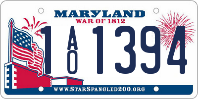 MD license plate 1AO1394